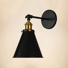 Brass Finish Cone Small Wall Light Vintage Iron 1 Head Sconce Lighting With Round Base Susuohome Com