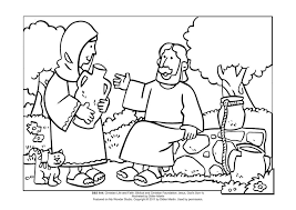 When it gets too hot to play outside, these summer printables of beaches, fish, flowers, and more will keep kids entertained. Coloring Page Jesus And The Woman At The Well My Wonder Studio