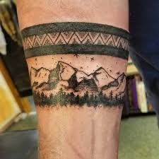 Armband Tattoo Wit Mountain Forest Daglik Orman Kol Bandi Dovmesi Kol Bandi Dovme Erkek Dovmeleri Kol Dovmesi