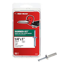 Large heads engineering support anchor's experienced and trained engineers are available to help you with most fastener designs you may need. Red Head 1 4 In X 1 In Hammer Set Nail Drive Concrete Anchors 25 Pack 35200 The Home Depot