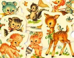 Baby Animals Vintage Nursery Clip Art Vintage Nursery Animals Baby Animals