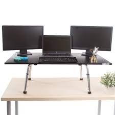 The table topper has a rounded edge design; Stand Steady Mega Standing Desk Stand Up Desk Topper Instantly Convert Any Surface To A Standing Desk Easy Assembly N Stand Up Desk Large Desk Computer Desk