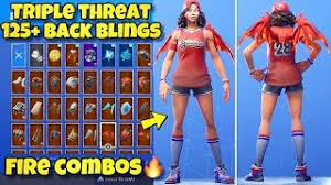 All skin list (skin tracker). Returned Triple Threat Skin Showcased With 125 Back Blings Fortnite Br Triple Threat Combos Youtube