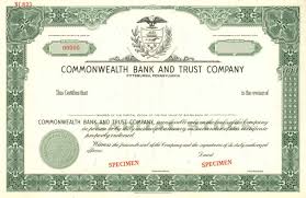 In july / august 1991 an offer of newly issued shares in the bank was made to the public. Commonwealth Bank And Trust Company Stock Certificate