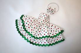 White Red and Green Polka Doted Elf Dress With Bow