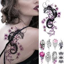 Piercings will often close if not used for. Waterproof Temporary Tattoo Sticker Pink Lotus Rose Lace Flowers Flash Tattoos Snake Dragon Body Art Arm Fake Tatoo Women Men Temporary Tattoos Aliexpress