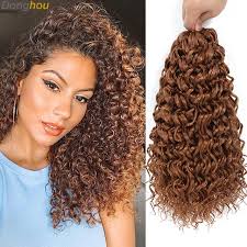 14 Inch Short GoGo Afro Curl Crochet Hair Extension Ombre Ginger Beach Curl  Deep Twist Crochet Braids Water Wave Braiding Hair