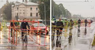Cycling Activists Build Bamboo Car Skeletons To Demonstrate Space Taken By Single Occupancy Cars Concept Design Car Visual