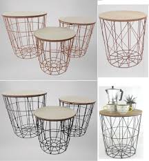 No makers mark but of excellent quality construction using solid woods. Retro Black Metal Wire Round Wood Top Storage Side Table Basket Home Furniture Ebay