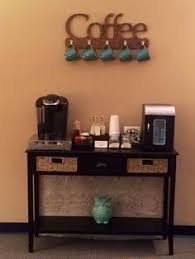A Quick Trip To Any Inexpensive Furniture Outlet And Voila A Small Coffee Station In Office Therapy Office Decor Office Coffee Bar Therapy Office