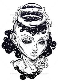 Portriat Of The Futuristic Girl With A Head Open Art Sketches Art Art Drawings