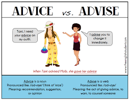 Advice Or Advise Confusing Words Learn English Words Learn English Vocabulary