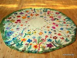 Handgefilzter Teppich Filzteppich Filzblumen Filzen Filzblumen Filzteppich