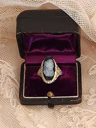 Buy Antique Signed Ostby Barton 14K White Gold Filigree Sardonyx Cameo Ring  Online in India