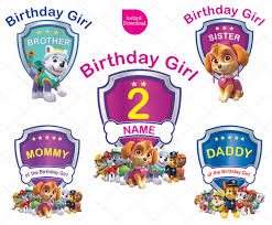 Paw Patrol 2nd Birthday Girl Clipart Family Set Of 5 Clipart Printable Png Transparent Background Paw Patrol D Girl 2nd Birthday Girl Birthday 2nd Birthday