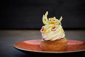 Matcha White Chocolate And Lemon Choux Bun Recipe Great British Chefs Recipe In 2020 Hazelnut Recipes Lemon Recipes Great British Chefs