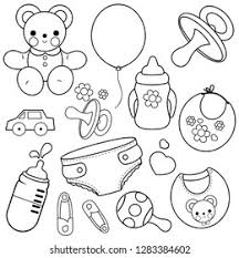 Baby Accessories Set Vector Black White Stock Vector Royalty Free 1283384602