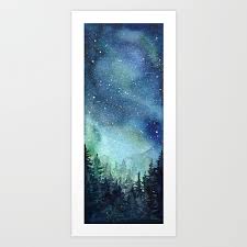 You can use different mediums that you are most. Galaxy Watercolor Aurora Borealis Painting Art Print By Olechka Society6