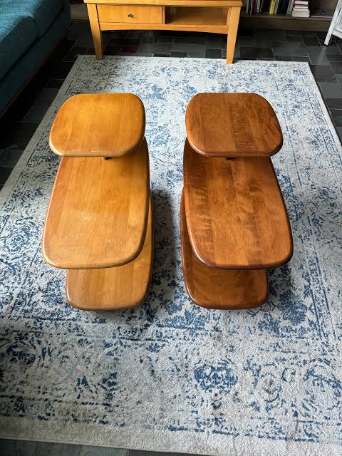 Vintage 1940s Heywood-Wakefield Three-Tier Surfboard End Tables, Model – Hand and Soul Decor