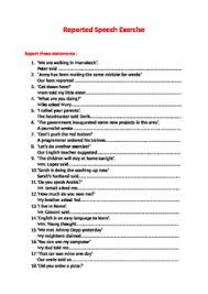 Reported Speech Exercises By Ahmed Oumimoune Teachers Pay Teachers Reported Speech Speech Exercise