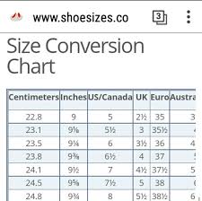 International Shoe Sizes Conversion Chart