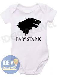 Body Infantil Game Of Thrones Baby Stark Roupas De Bebe Personalizadas Roupas De Bebe Body Mesversario