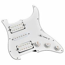 All the wiring and electrical components are behind the pickguard for easy repairs. Stratocaster Hsh Loaded Pickguard White 7 Sound Wiring For Sale Online Ebay