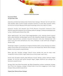 0%0% found this document useful, mark this document as useful. Kenyataan Media Yab Dato Menteri Besar Negeri Selangor Bebas Covid 19 Media