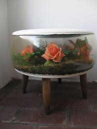 Inflatable Terrarium Ottoman Foot Stool With Faux Flowers Etsy Kitsch Mod Decor Vintage Kitsch