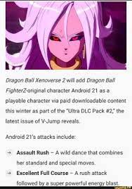 Dragon Ball Xenoverse 2 Will Add Dragon Ball Fighterz Original Character Android 21 As A Playable Character Via Paid Downloadable Content This Winter As Part Of Playable Character Dragon Ball Downloadable Content