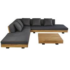 Salon De Jardin 4 6 Places En Acacia Massif Et Toile Gris Anthracite Maisons Du Monde Em 2020 Design De Sofa Como Fazer Sofa Sofas Modernos