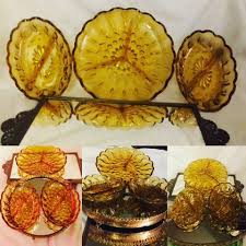Vintage wexford anchor hocking clear pressed glass pedestal covered candy dish. Etsy Shop Amber Relish Trays Set Of 3 Anchor Hocking Amber Glass Relish Divided Dishes Fairfield Vintage Oval Dishes Htt Relish Trays Relish Dish Amber Glass
