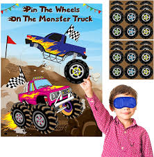 Play massive multiplayer online games! Buy Monster Truck Pin The Tail Games Party Supplies Pin The Wheels On The Monster Truck Poster Birthday Collection Favor Baby Shower Background Game Accessories For Kids Includes 2 Blindfolds