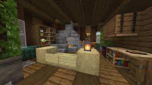 A fireplace is a nice touch to a living room. My Living Room Design For A Medieval House In My Town Really Like How This Turned Out Minecraft