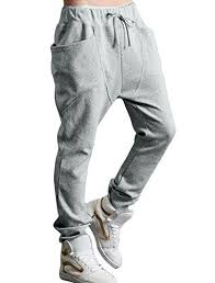 Allegra K Men Double Big Pocket Elastic Waist Casual Pants Light Grey W28 30