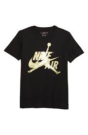 Black And Yellow Jordan Shirt Toddler Jordan Kids Graphic T Shirt In Black Gold Modesens Kids Jordans Shirts Half Sleeve Shirts