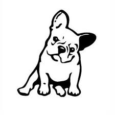 Black And White Frenchie Clipart Angry French Bulldog Sitting Tilted Outline Small Sticker French Bulldog Art Dog Tattoos Bulldog Art