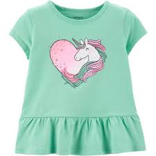 Carters Toddler Girls Glitter Unicorn Peplum Top Toddler