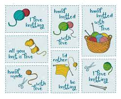 Free delivery on orders over £30 at get the label. Collection Of 7 Stickers With Knitting Related Quotes I Love Knitting All You Knit Is Love I D Rather Be Knitting Hand Knitted With Love Colorful Objects And Text Royalty Free Cliparts Vectors