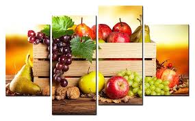4 Panels Paintings For The Kitchen Fruit Wall Decor Modern Canvas Art Wall Pictures For Living Room Descorative Pictures Variety Of Fruits Fruit Healthy Fruits