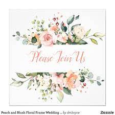 Peach And Blush Floral Frame Wedding Invitation Zazzle Com In 2021 Wedding Frames Peach Wedding Invitations Flower Frame