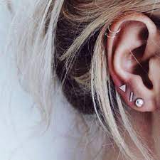 Wearing A Totally Different Shape In Each Pierce Top Ear Piercing Ear Piercings Cartilage Earings Piercings