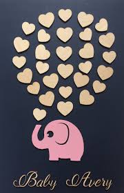 Unique Baby Shower Guest Book Alternative With Pink Elephant And Heart Signyoustyle