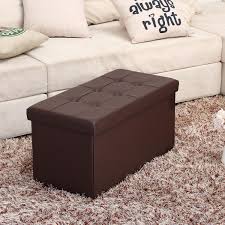 A great mix of coffee table and ottoman, this option features interior storage options, a simple padded top, and a transitional serving tray. Bonnlo Extra Large 43 Faux Leather Folding Storage Ottoman Cube Bench Foot Rest Seat Coffee Table Brown Home Kitchen Accent Furniture G2 Publicidad Com