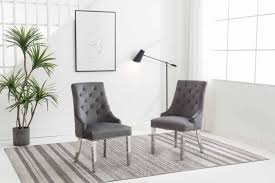 French velvet & leather sofas. Chelsea Dark Grey French Velvet Lion Knocker Dining Chair With Chrome Legs First Furniture First Furniture