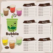 Bubble Tea Menu Graphic Template Bubble Tea Menu Bubble Tea Menu Design Template