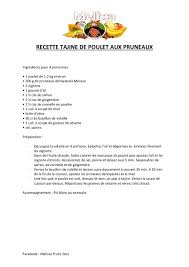 Recette Tajine De Poulet Aux Pruneaux Fichier Pdf