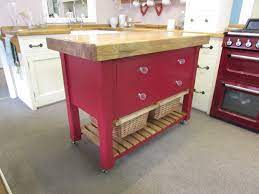 The unique feature of this kitchen island is the partially open shelving placed in between two. 1200mm X 600mm Butcher S Block On Wheels With Three Drawers Over Two Baskets Murdoch Troon