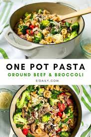 Easy One Pot Pasta With Ground Beef And Broccoli Recipe In 2020 Ground Beef And Broccoli One Pot Pasta Ground Beef