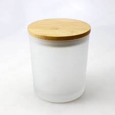 I also hot glued the top of the lid to the rim of the jar to make one. Frosted Glass Candle Jar With Wood Lid White Glass Candle Vessels Wholesale